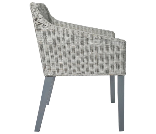 vidaXL virtuves krēsls ar spilvenu, dabīgā rotangpalma, pelēks