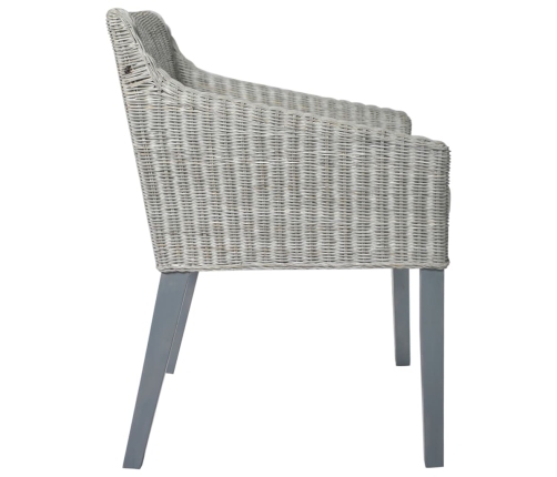 vidaXL virtuves krēsli ar spilveniem, 2 gb., pelēka dabīgā rotangpalma