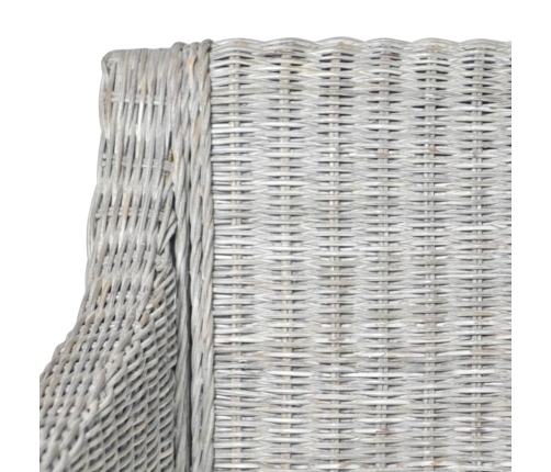 vidaXL virtuves krēsli ar spilveniem, 2 gb., pelēka dabīgā rotangpalma