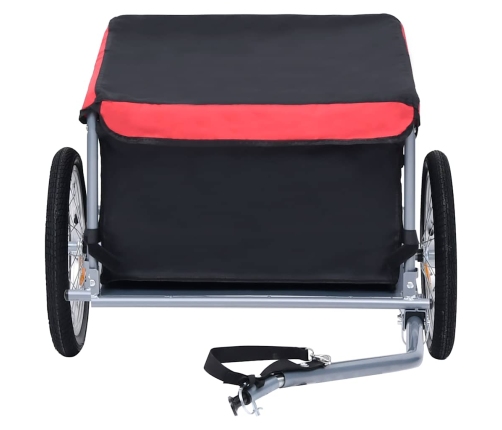 vidaXL velosipēda piekabe, 65 kg, melna ar sarkanu