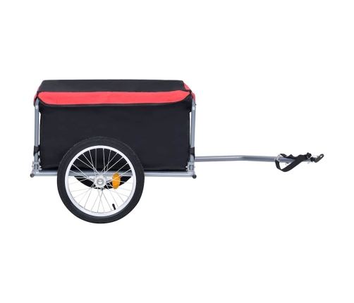 vidaXL velosipēda piekabe, 65 kg, melna ar sarkanu