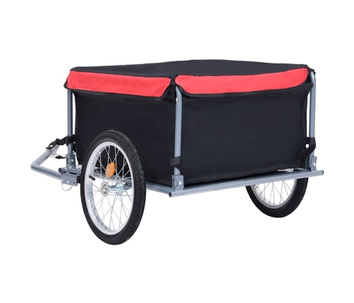 vidaXL velosipēda piekabe, 65 kg, melna ar sarkanu