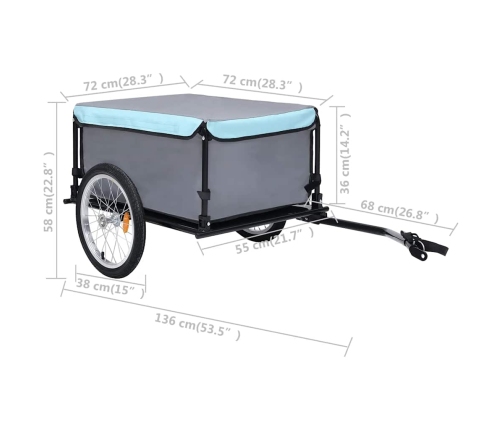 Velosipēda Piekabe, 65 Kg, Melna Ar Zilu Vidaxl