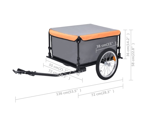 Velosipēda Piekabe, 65 Kg, Pelēka Ar Oranžu Vidaxl
