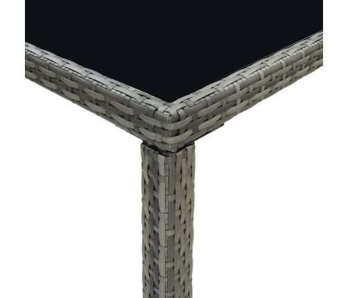 vidaXL dārza bāra galds, pelēks, 130x60x110cm, PE rotangpalma, stikls