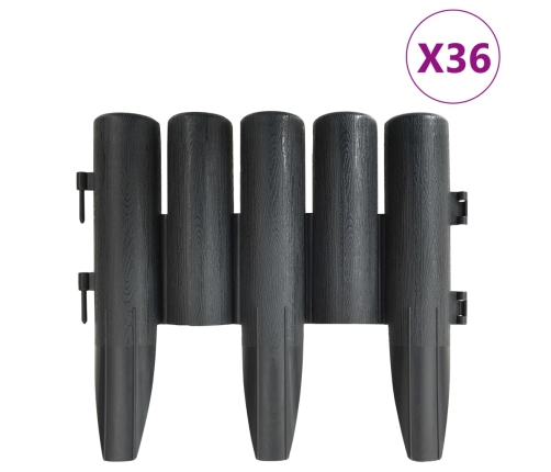 vidaXL zāliena apmales, 36 gab., antracītpelēkas, 10 m, PP