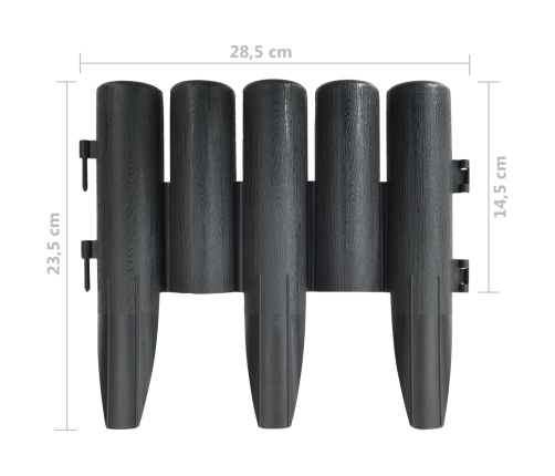 vidaXL zāliena apmales, 36 gab., antracītpelēkas, 10 m, PP