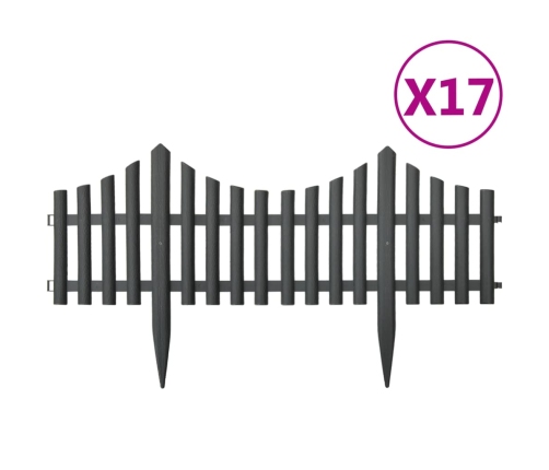 vidaXL zāliena apmales, 17 gab., antracītpelēkas, 10 m, PP