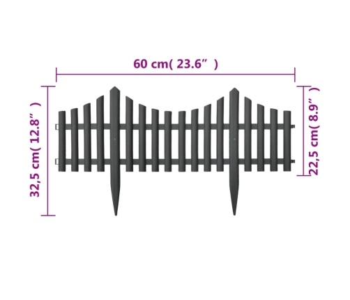 vidaXL zāliena apmales, 17 gab., antracītpelēkas, 10 m, PP