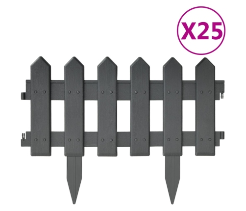 vidaXL zāliena apmales, 25 gab., antracītpelēkas, 10 m, PP