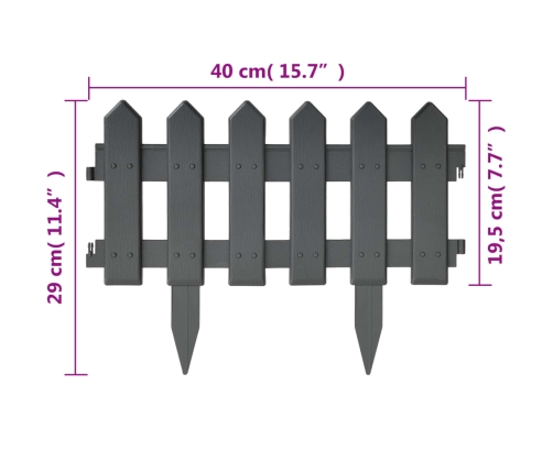 vidaXL zāliena apmales, 25 gab., antracītpelēkas, 10 m, PP