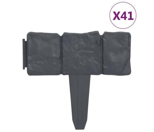 vidaXL zāliena apmales, 41 gab., akmeņu dizains, plastmasa, 10 m