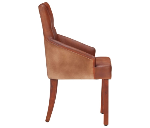 vidaXL virtuves krēsli, 4 gab., brūna dabīgā kazas āda