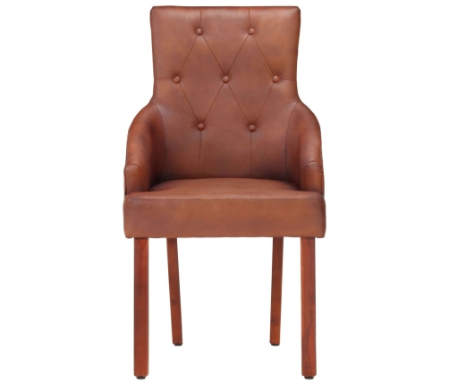 vidaXL virtuves krēsli, 6 gab., brūna dabīgā kazas āda