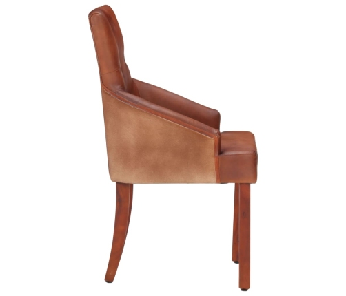 vidaXL virtuves krēsli, 6 gab., brūna dabīgā kazas āda