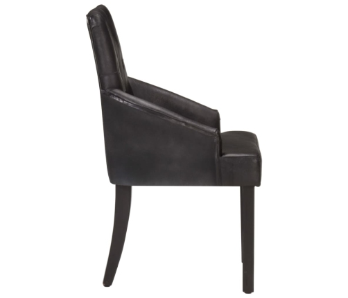 vidaXL virtuves krēsli, 4 gab., melna dabīgā kazas āda