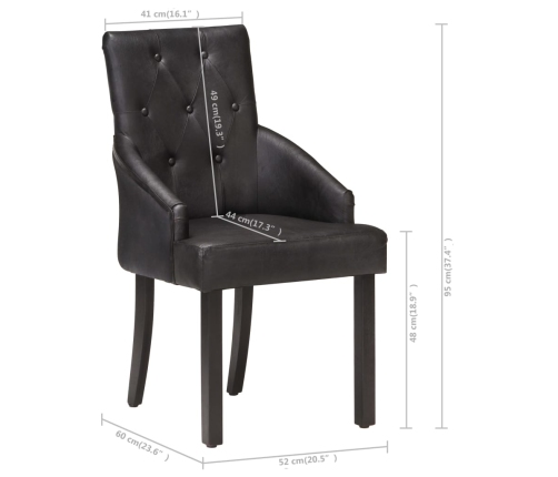 vidaXL virtuves krēsli, 4 gab., melna dabīgā kazas āda