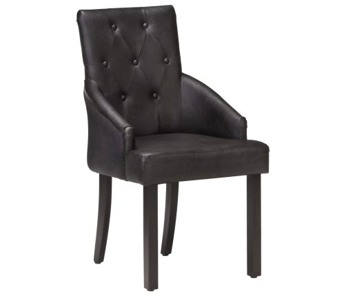 vidaXL virtuves krēsli, 6 gab., melna dabīgā kazas āda