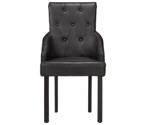 vidaXL virtuves krēsli, 6 gab., melna dabīgā kazas āda