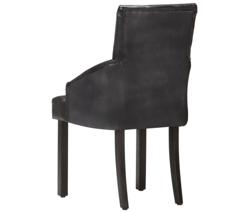 vidaXL virtuves krēsli, 6 gab., melna dabīgā kazas āda