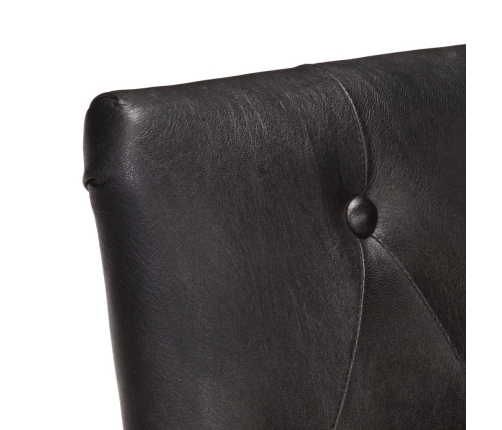 vidaXL virtuves krēsli, 6 gab., melna dabīgā kazas āda