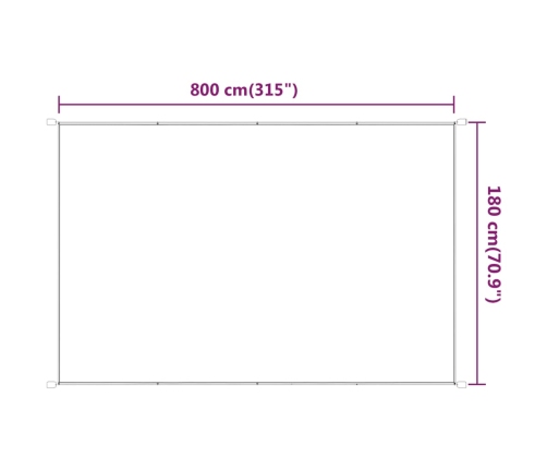 vidaXL vertikāla markīze, balta, 180x800 cm, Oksfordas audums