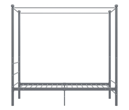 vidaXL gultas rāmis ar nojumi, pelēks, metāls, 90x200 cm