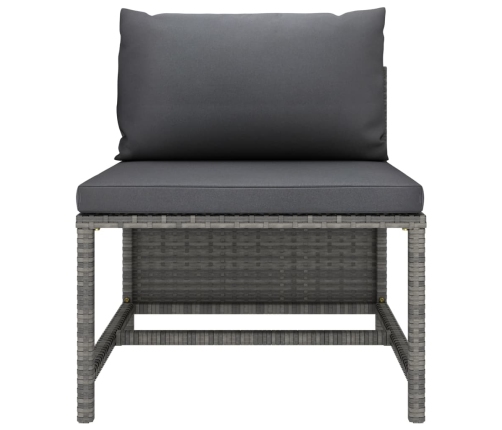 vidaXL vidējais moduļu dīvāns ar spilveniem, pelēka PE rotangpalma