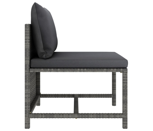 vidaXL vidējais moduļu dīvāns ar spilveniem, pelēka PE rotangpalma