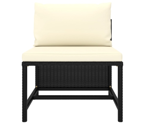 vidaXL vidējais moduļu dīvāns ar spilveniem, melna PE rotangpalma