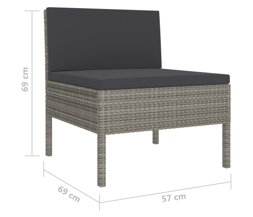 vidaXL 10-daļīgs dārza mēbeļu komplekts, pelēka PE rotangpalma