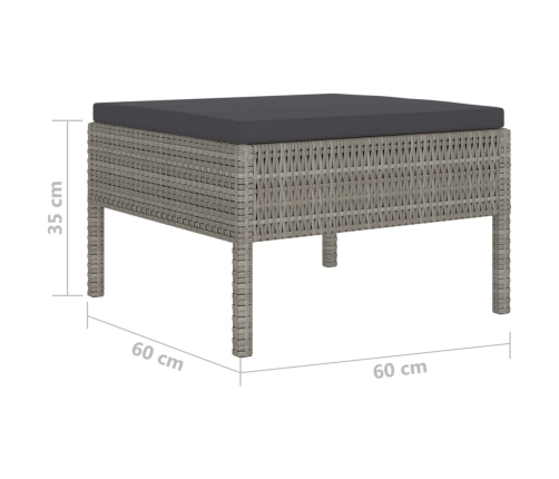 vidaXL 10-daļīgs dārza mēbeļu komplekts, pelēka PE rotangpalma