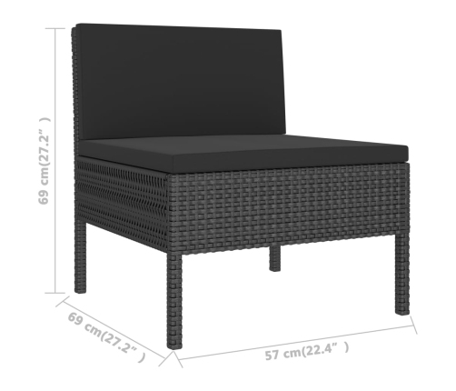 vidaXL 10-daļīgs dārza atpūtas mēbeļu komplekts, melna PE rotangpalma