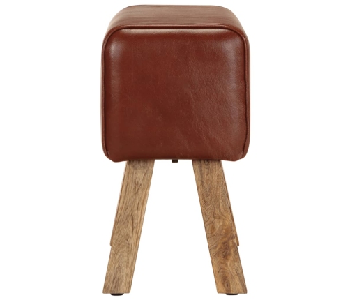 vidaXL vingrošanas buks, 58 cm, brūna dabīgā āda, mango masīvkoks