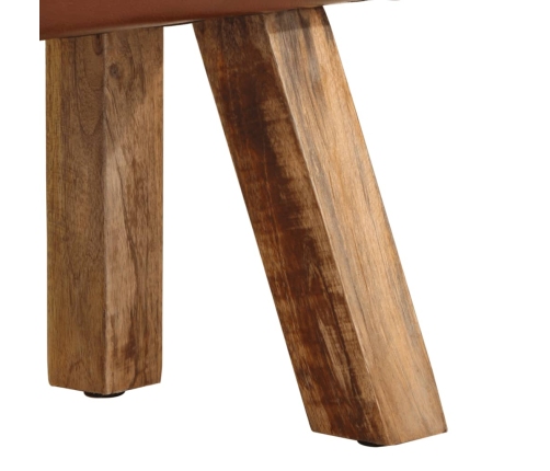 vidaXL vingrošanas buks, 58 cm, brūna dabīgā āda, mango masīvkoks