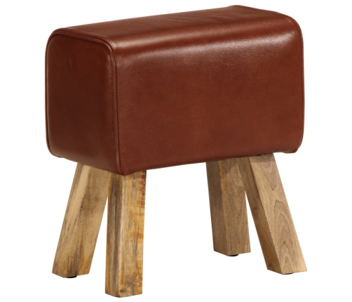 vidaXL vingrošanas buks, 38 cm, brūna dabīgā āda, mango masīvkoks