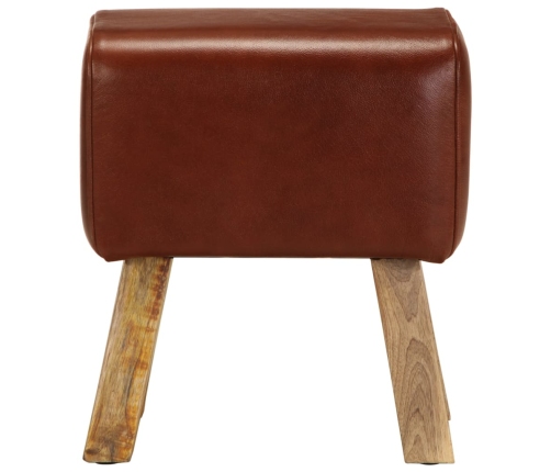 vidaXL vingrošanas buks, 38 cm, brūna dabīgā āda, mango masīvkoks