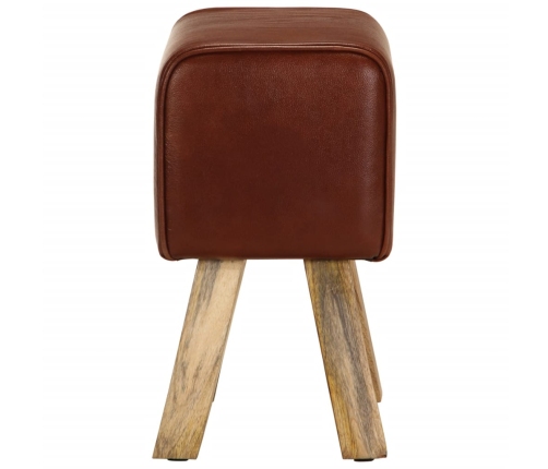 vidaXL vingrošanas buks, 38 cm, brūna dabīgā āda, mango masīvkoks