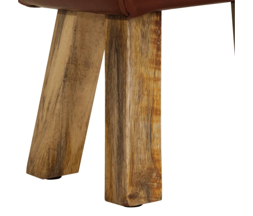 vidaXL vingrošanas buks, 38 cm, brūna dabīgā āda, mango masīvkoks