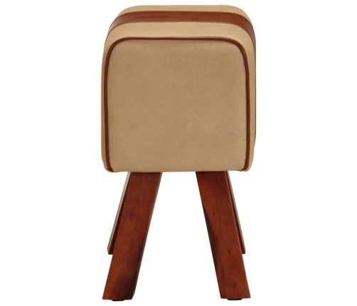 vidaXL vingrošanas buks, 38 cm, brūna dabīgā āda, mango masīvkoks