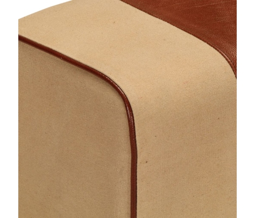 vidaXL vingrošanas buks, 38 cm, brūna dabīgā āda, mango masīvkoks