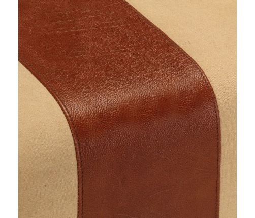 vidaXL vingrošanas buks, 38 cm, brūna dabīgā āda, mango masīvkoks