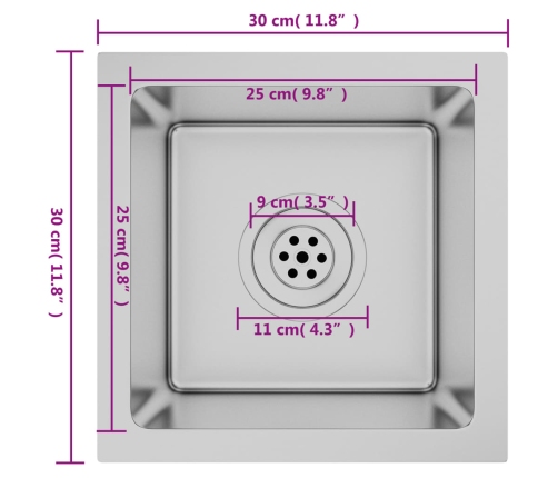 vidaXL virtuves izlietne, nerūsējošs tērauds