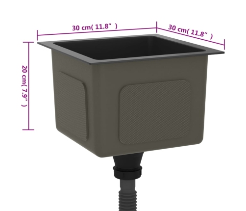 vidaXL virtuves izlietne, nerūsējošs tērauds, melna