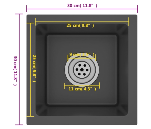 vidaXL virtuves izlietne, nerūsējošs tērauds, melna