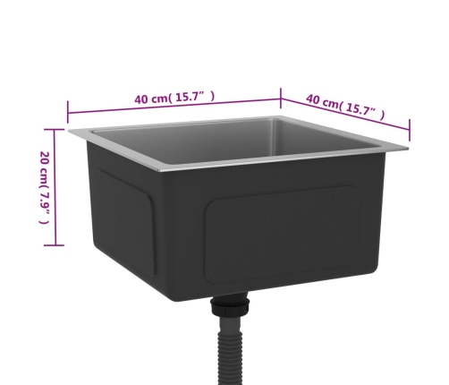 vidaXL virtuves izlietne, nerūsējošs tērauds