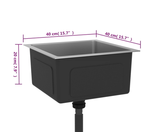 vidaXL virtuves izlietne, nerūsējošs tērauds, melna