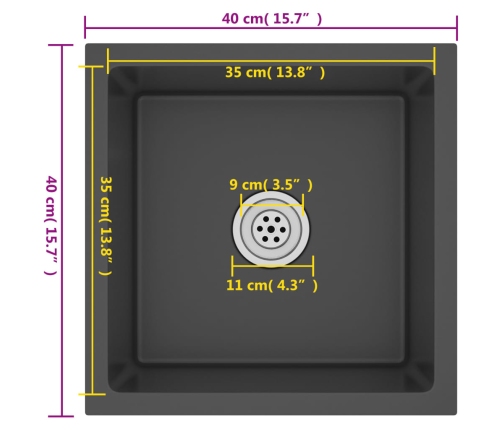 vidaXL virtuves izlietne, nerūsējošs tērauds, melna