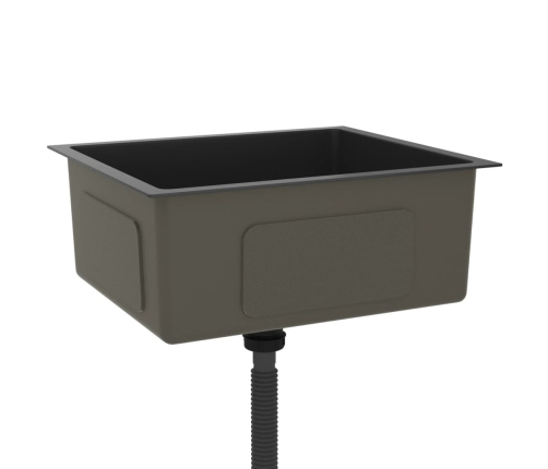 vidaXL virtuves izlietne, nerūsējošs tērauds, melna