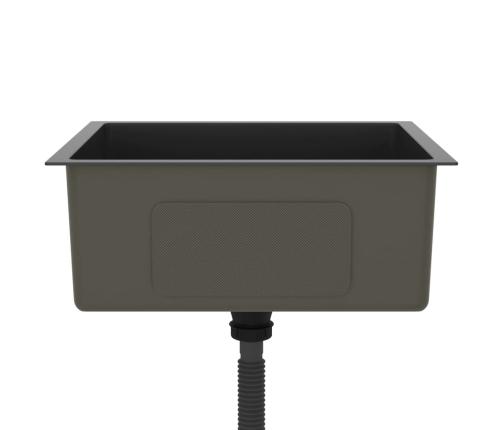 vidaXL virtuves izlietne, nerūsējošs tērauds, melna